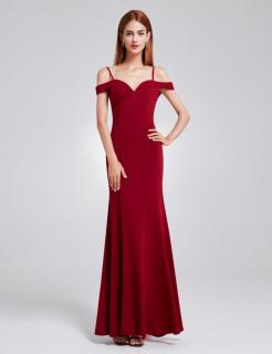 Vínové dlouhé elegantní dámské šaty s odhalenými rameny Velikost: M (US 8)