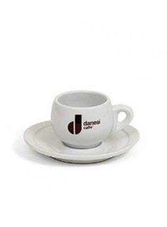 Danesi Caffé bílý porcelánový šálek s podšálkem pro Espresso lungo 160 ml