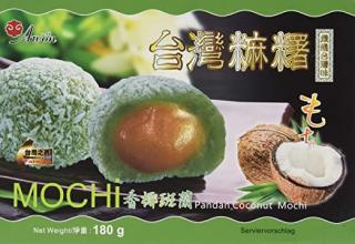 Japonské Koláčky Mochi AWON kokosové s pandanovými listy 180g