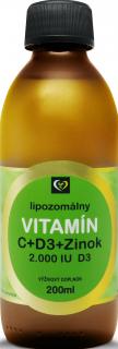 Lipozomální vitamín C + Zinek + D3 200 ml