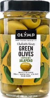 Olymp Zelené olivy plněné jalapeňo papričkou 300g