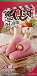 Qmochi Roll Jagponské Koláčky s příchutí jahodovo-mléčnou 150 g