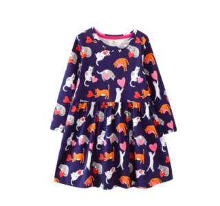 Bavlněné mikinové šaty Barva: Tmavě fialová - kočky, Věk dítěte: 2 roky