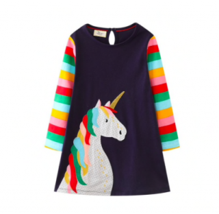 Bavlněné mikinové šaty Barva: Tmavě modrá - kůň, Věk dítěte: 2 roky
