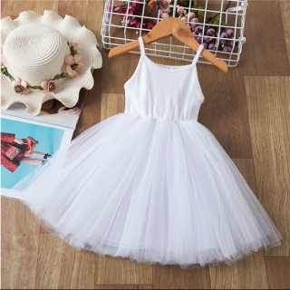 Dívčí letní šaty s krásnou tylovou sukní Barva: Bílá, Věk dítěte: 7 let