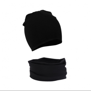 Jednobarevný bavlněný set čepice a nákrčník  roura  Barva: Černá