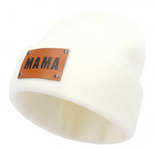 Pletená čepice pro mamku a mini Barva: Bílá, Obvod hlavy: Dospělí 45-65cm