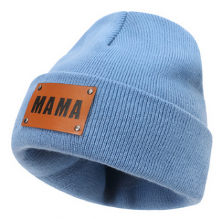 Pletená čepice pro mamku a mini Barva: Světle modrá, Obvod hlavy: Dospělí 45-65cm