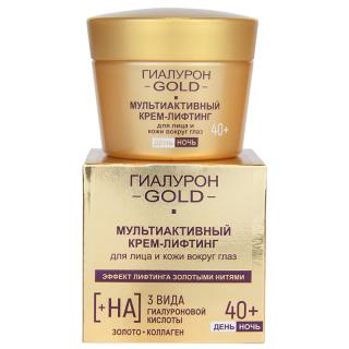 Belita-Vitex HYALURON GOLD – Multiaktivní liftingový krém na obličej a pleť kolem očí 40+, den/noc., 45 ml