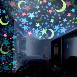 Fluorescenční dekorace na stěnu Glow Stars  - velký měsíc a hvězdičky