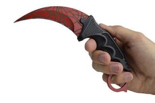 Nůž karambit s pouzdrem - červený se vzorem