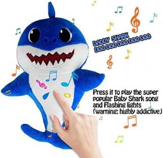 Plyšová hračka žralok Baby Shark se zvukem - modrý