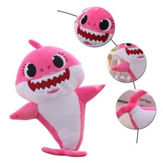 Plyšová hračka žralok Baby Shark se zvukem - růžový