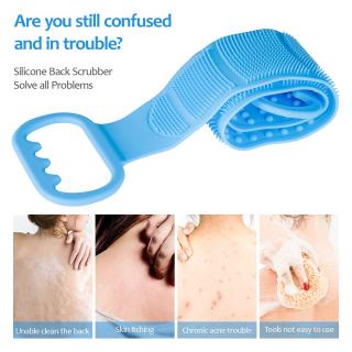 Silikonový masážní kartáč na mytí zad - modrý