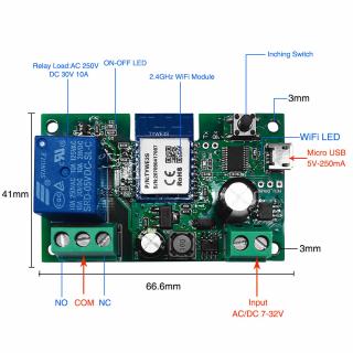 Tuya univerzální relé 5V/7-32V