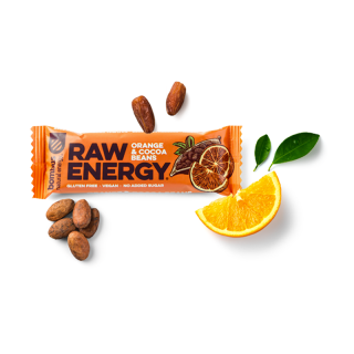 Bombus RAW ENERGY Orange  Cocoa Beans 50g (Tyčinka z datlí a kokosu, kakaa a pomerančů.)