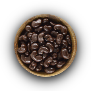 Kešu v hořké čokoládě 250g ZIP (Jádra kešu oříšků obalovaná v hořké čokoládě 250g)