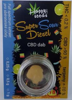CBD dab - Super Sour Diesel (CBD>90%) od Happy seeds Váha: 0,25 g
