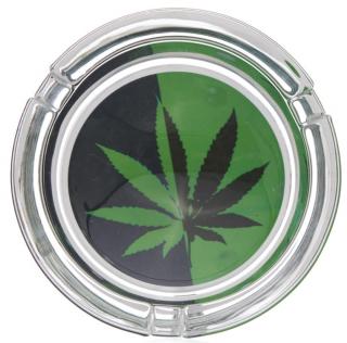 Střední skleněný popelník - konopný design Varianty: Popelník half leaf