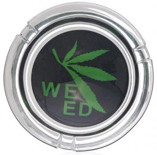 Střední skleněný popelník - konopný design Varianty: Popelník weed