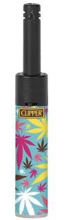Zapalovač Clipper Minitube Konopné Listy motiv: Color Leaves světle modrý