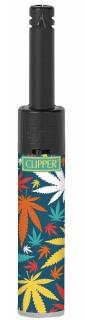 Zapalovač Clipper Minitube Konopné Listy motiv: Color Leaves tmavě modrý