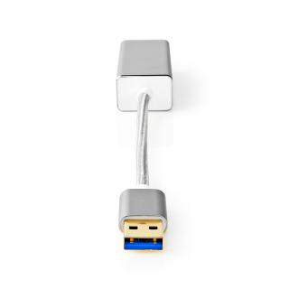 adaptér USB | USB 3.2 Gen 1 | USB Typ-A | RJ45 Zásuvka | Pozlacené | Přímý | 0.20 m | Kulatý | Nylon / Opletený | Hliník | Stříbrná | Box s Okénkem
