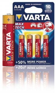 Alkalická baterie VARTA Max Tech AAA 1.5V, 4ks, VARTA-4703/4B