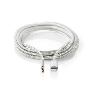 Apple Lightning Sluchátkový Kabel s Adaptérem | Apple Lightning 8kolíková zástrčka – 3,5 mm Zástrčka | 1 m | Hliníkový