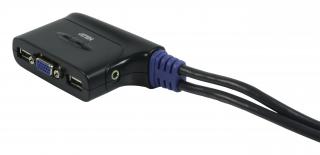 ATEN KVM přepínač 2-port mini, USB, audio, integrované kabely 0.9 m (CS62US-AT)