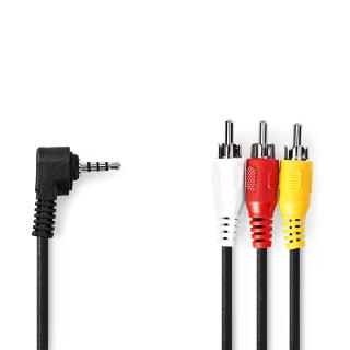 Audio Video Kabel | 3,5 mm Zástrčka | 3x RCA Zástrčka | Poniklované | 1.00 m | Kulatý | PVC | Černá