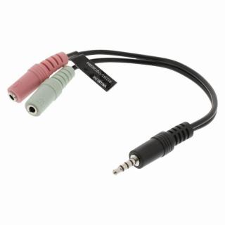 Audiokabel k Náhlavní Soupravě | 3,5mm Zástrčka - 2× 3,5mm Zásuvka | 0,2 m | Černá barva