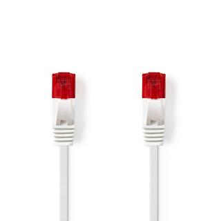 Cat 6 kabel | RJ45 Zástrčka | RJ45 Zástrčka | U/UTP | 1.00 m | Snagless | Plochý | PVC | Bílá | Label