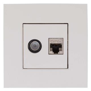 EDB02 CDN Coax TV /Data RJ45 socket, incl. central plate and cover plate 9010 Niko,Telenet/VOO