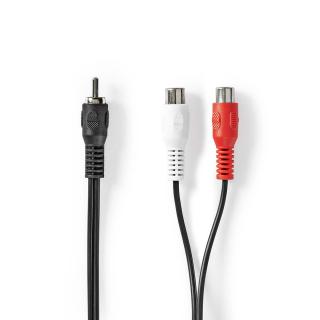Kabel k Subwooferu | RCA Zástrčka | 2x RCA Zásuvka | Poniklované | 0.20 m | Kulatý | 5.0 x 2.5 mm | Černá | Blistr