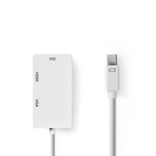 Kabel s Multi Adaptérem Mini DisplayPort | Mini DisplayPort Zástrčka - VGA Zásuvka + DVI-D 24+1-Pin Zásuvka + HDMI™ výstup | 0,2 m | Bílá barva