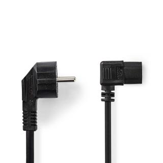 Napájecí kabel | Typ F Zástrčka | IEC-320-C13 | Úhlový | Úhlový | Poniklované | 3.00 m | Kulatý | PVC | Černá | Label
