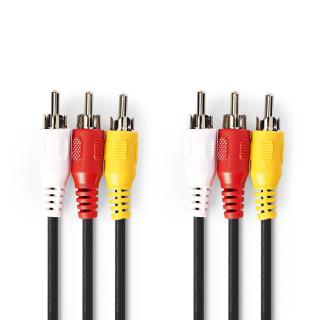 Nedis A/V kabel zástrčka 3x CINCH - zástrčka 3x CINCH, 1.5 m (CVGP24300BK15)
