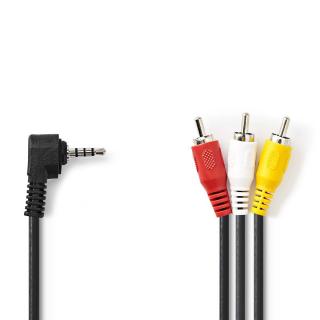 Nedis A/V kabel zástrčka Jack 4-pin 3.5 mm - zástrčka 3x CINCH, 1 m (CVGP22400BK10)