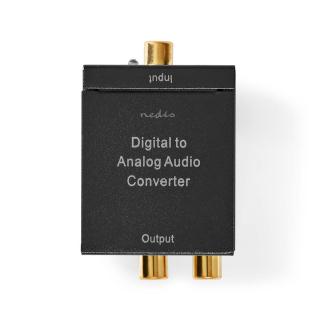 Nedis ACON2510BK převodník 1x TOSLINK + 1x coax RCA (S/PDIF) vstup - 2x RCA + Jack analog výstup, automatický, integrovaný zesilovač