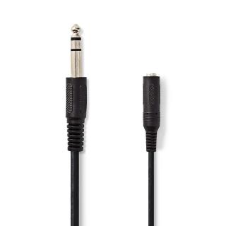 Nedis audio kabel zástrčka Jack 6.35 mm - zásuvka Jack 6.35 mm, 5 m, černá (CAGP23050BK50)