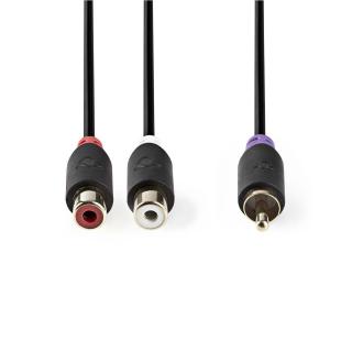 Nedis CABP24010AT02 propojovací audio kabel k subwooferu 2x cinch zástrčka - cinch zásuvka, 0.20 m