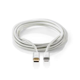 Nedis CCTB39650AL20 Apple Lightning certifikovaný kabel zástrčka Apple Lightning 8-pin - zástrčka USB-C, aluminium, 2 m