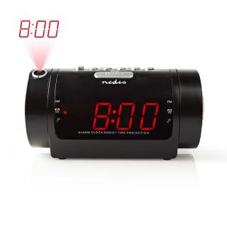 Nedis CLAR005BK budík s rádiem s projekcí času, 0.9  LED displej, FM rádio, duální budík