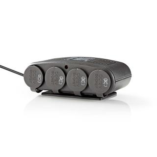 Nedis DCPA003 univerzální 4-násobná 12 V autozásuvka + USB port