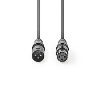 Nedis DMX kabel 110 Ohm XLR 3pin zástrčka - XLR 3pin zásuvka, 0.5 m (COTH15012GY05)