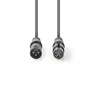 Nedis DMX kabel 110 Ohm XLR 3pin zástrčka - XLR 3pin zásuvka, 5 m (COTH15012GY50)