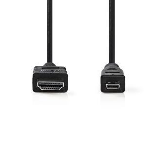 Nedis High Speed HDMI kabel zástrčka HDMI - zástrčka HDMI micro , 2 m, černá (CVGP34700BK20)