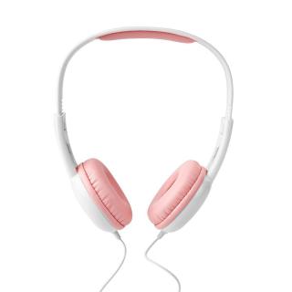 Nedis HPWD4200PK klasická sluchátka přes uši, kabel 1.2 m, růžová/bílá