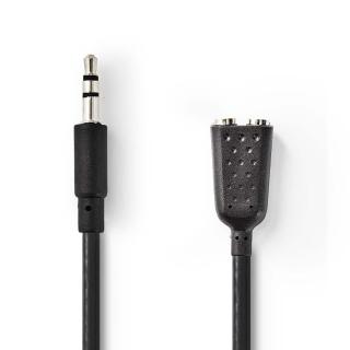 Nedis kabel zástrčka Jack 3.5 mm - 2x zásuvka Jack 3.5 mm, 0.2 m, černá (CAGP22100BK02)